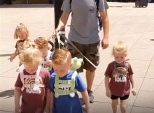 Dad gets massively shamed for putting leashes on his 5-year-old quintuplets