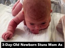 First-time mom is stunned when newborn baby lifts her head and crawls across the hospital cot