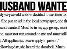 70-year-old widow posts single ad in newspaper